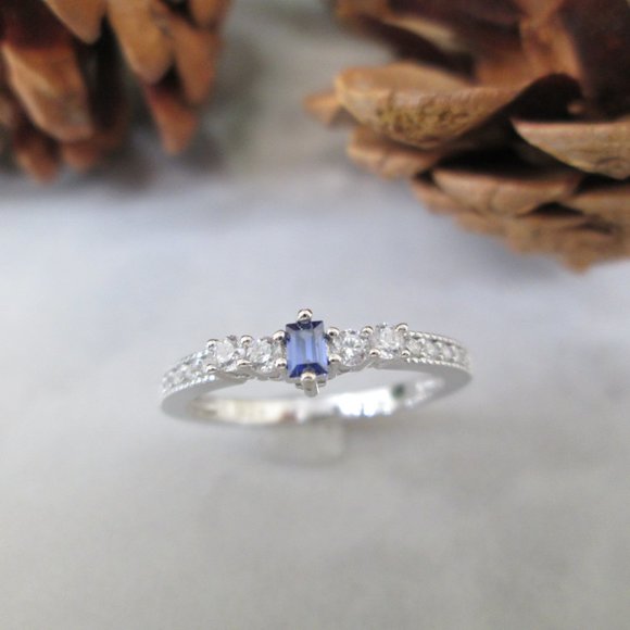 TANZANITE 925 Sterling Silver Ring>Birthstone, Minimalist, Promise, Non Tarnish - Picture 2 of 5